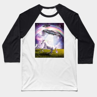 UFO Abducting Unicorn Baseball T-Shirt